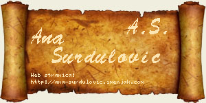 Ana Surdulović vizit kartica
